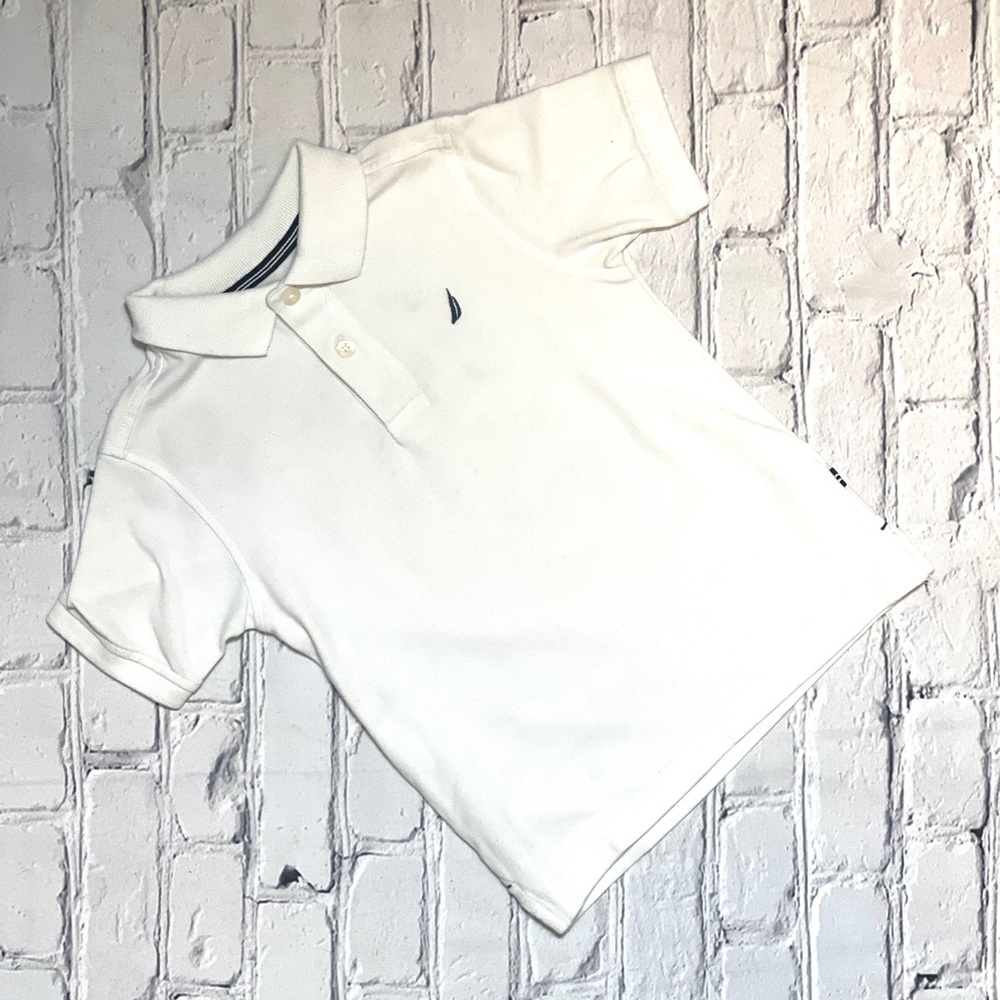 Boys Nautica White Polo Shirt Sz 4
